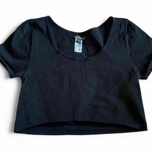 Wild Fable Black Ribbed Scoop Crop Top